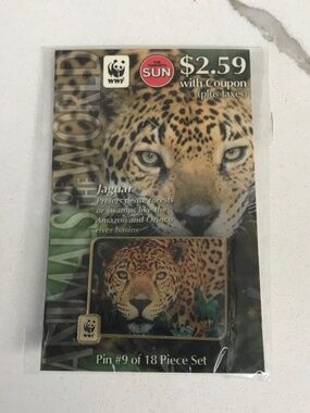 WWF Collector Sun Jaguar Animals of the World Pin 1986 #9 of 18 NWT